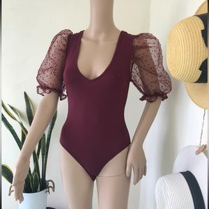 ✨NEW Sheer Mesh Puff sleeve Bodysuit✨